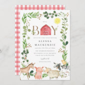 Farm Animals Baby Shower Invitation 招待状 (正面/裏面)