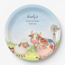 Farm Animals Baby Shower Paper Plates ペーパープレート