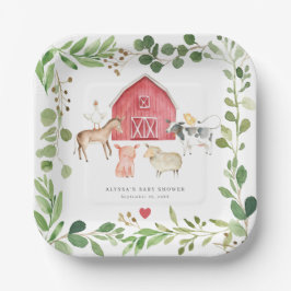 Farm Animals Baby Shower Paper Plates ペーパープレート