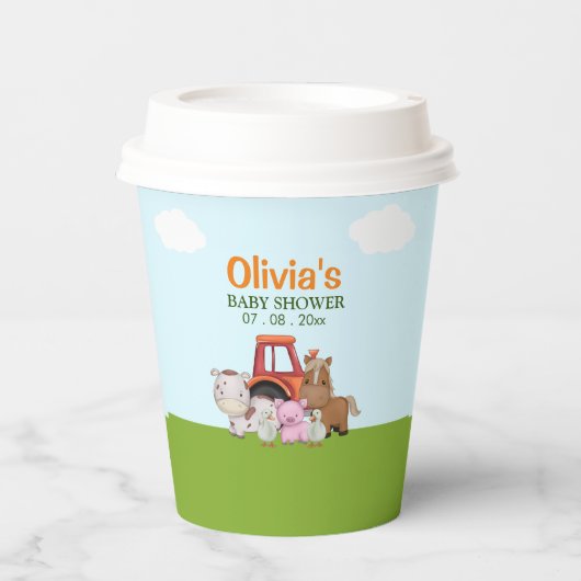 Farm Animals Baby Shower Party 紙コップ (正面)