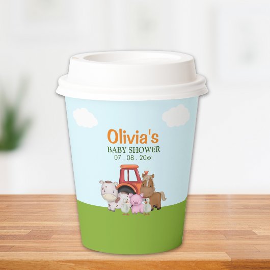 Farm Animals Baby Shower Party 紙コップ