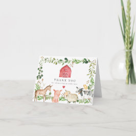 Farm Animals Baby Shower Thank You Card サンキューカード