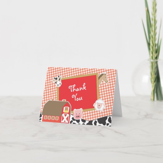 Farm Animals Baby Shower Thank You Cards サンキューカード (正面)