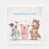Farm Animals Band Birthday スタンダードランチョンナプキン (正面)