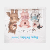 Farm Animals Band Birthday フリースブランケット (正面(横))