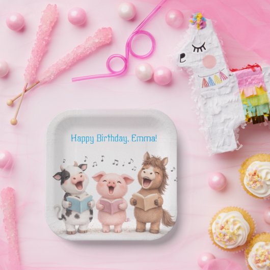 Farm Animals Band Birthday ペーパープレート (パーティー)