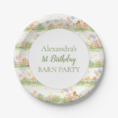 Farm Animals Barnyard 1st Birthday ペーパープレート (正面)