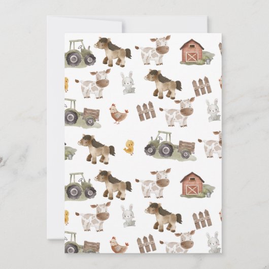Farm Animals Barnyard 3rd Birthday 招待状 (裏面)