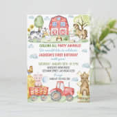 Farm Animals Barnyard Birthday Party Invitation 招待状 (スタンド正面)