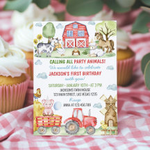 Farm Animals Barnyard Birthday Party Invitation