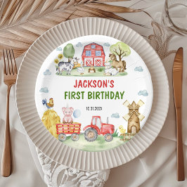 Farm Animals Barnyard Birthday Party Paper Plates ペーパープレート