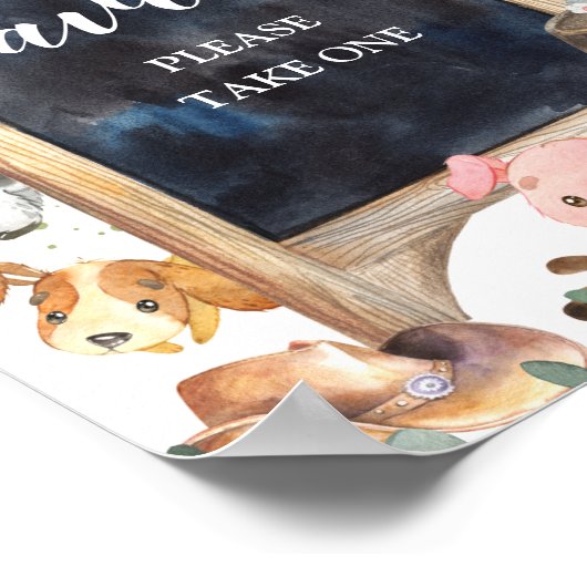 Farm Animals Barnyard Greenery Favors Sign ポスター (角)