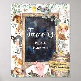 Farm Animals Barnyard Greenery Favors Sign ポスター