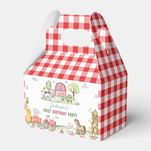 Farm Animals Barnyard Kids Birthday Favor Boxes フェイバーボックス (正面サイド)