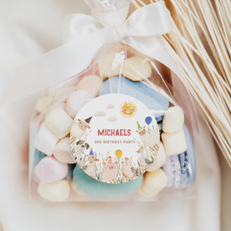 Farm Animals Birthday Banner ラウンドシール