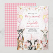 Farm Animals Birthday Invitation 招待状 (正面/裏面)