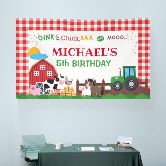 Farm animals birthday party banner backdrop 横断幕 (トレードショー)
