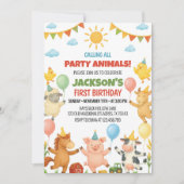 Farm Animals Birthday Party Invitation 招待状 (正面)