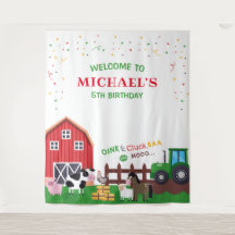 Farm animals birthday photobooth backdrop banner