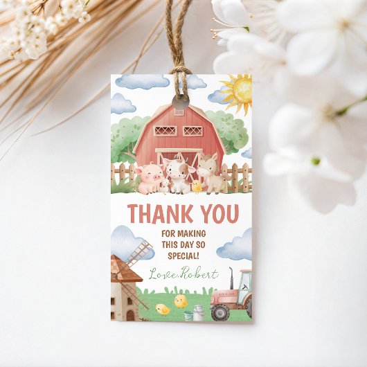 Farm Animals Birthday Thank You Card ギフトタグ