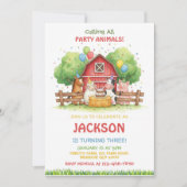 Farm Animals Birthday Theme - Barnyard Party Kids 招待状 (正面)