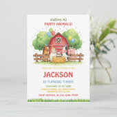 Farm Animals Birthday Theme - Barnyard Party Kids 招待状 (スタンド正面)