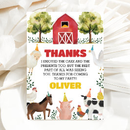 Farm Animals Boy Birthday サンキューカード