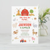 Farm Animals Boy Birthday Invitation 招待状 (スタンド正面)