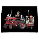 Farm Animals Christmas Truck Country Tractor Xmas ラージペーパーバッグ (正面)