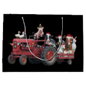 Farm Animals Christmas Truck Country Tractor Xmas ラージペーパーバッグ (裏面)