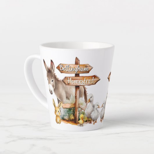 Farm Animals Custom Sign Mug カフェラテマグ (左アングル)