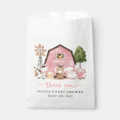 Farm Animals, Cute Animals, ピンクの納屋, ベビーシャワー フェイバーバッグ (正面)