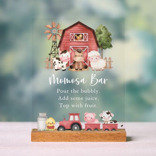Farm Animals, Cute Animals, 赤い納屋, Momosa Bar アクリルサイン (ニュートラル)