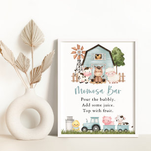 Farm Animals, Cute Animals, 青い納屋, Momosa Bar ポスター