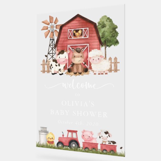 Farm Animals, Cute Animals, Baby Shower Welcome アクリルサイン (傾斜)
