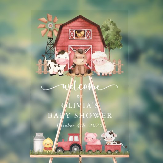 Farm Animals, Cute Animals, Baby Shower Welcome アクリルサイン (ニュートラル)