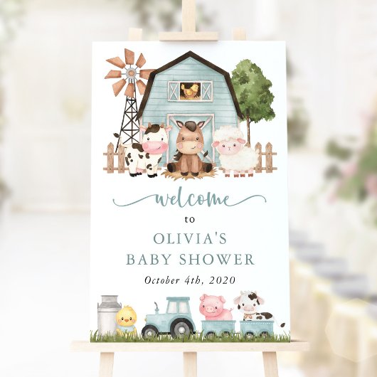 Farm Animals, Cute Animals, Baby Shower Welcome ポスター