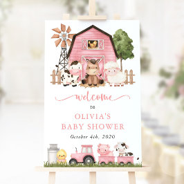 Farm Animals, Cute Animals, Baby Shower Welcome ポスター