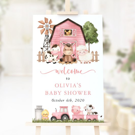 Farm Animals, Cute Animals, Baby Shower Welcome ポスター