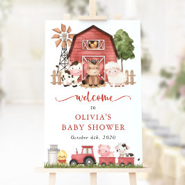 Farm Animals, Cute Animals, Baby Shower Welcome ポスター