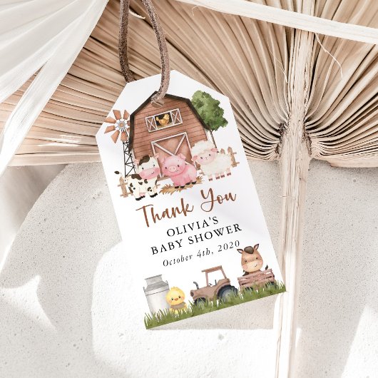 Farm Animals, Cute Animals, Barn, Baby Shower ギフトタグ