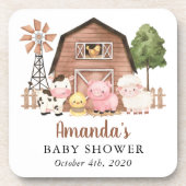 Farm Animals, Cute Animals, Barn, Baby Shower コースター (正面)