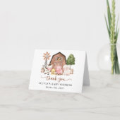 Farm Animals, Cute Animals, Barn, Baby Shower サンキューカード (正面)