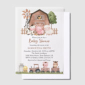Farm Animals, Cute Animals, Barn, Baby Shower ベラム紙招待状 (オフセット)