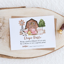 Farm Animals, Cute Animals, Barn, Diaper Raffle エンクロージャーカード