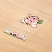 Farm Animals, Cute Animals, Barn, First Birthday アクリル招待状 (レイダウン)
