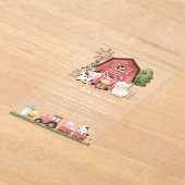 Farm Animals, Cute Animals, Barn, First Birthday アクリル招待状 (レイダウン)