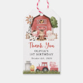 Farm Animals, Cute Animals, Barn, First Birthday ギフトタグ (正面)