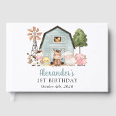 Farm Animals, Cute Animals, Barn, First Birthday ゲストブック (正面)