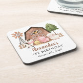 Farm Animals, Cute Animals, Barn, First Birthday コースター (左側)